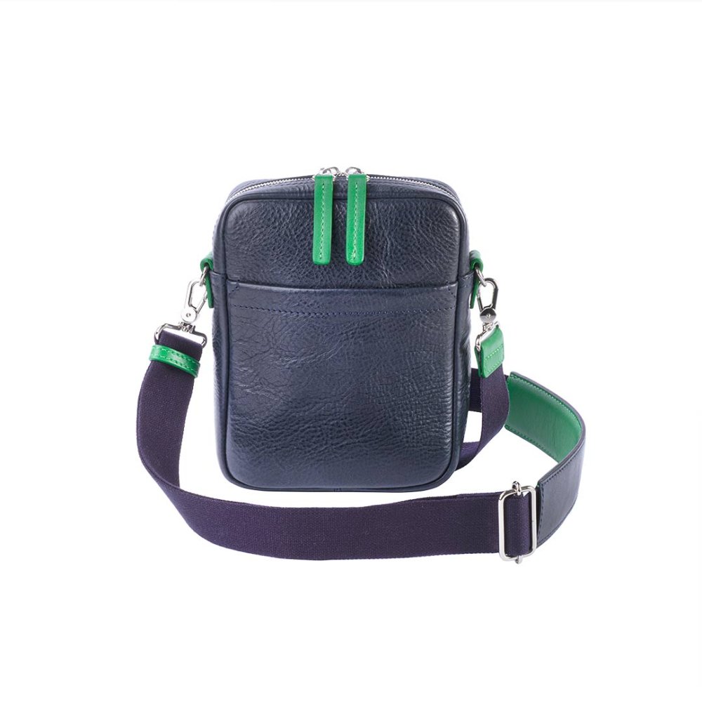 Navy crossbody taška se zelenými detaily