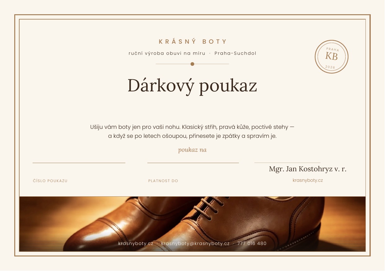 Dárkový poukaz Krásný Boty — tištěná karta