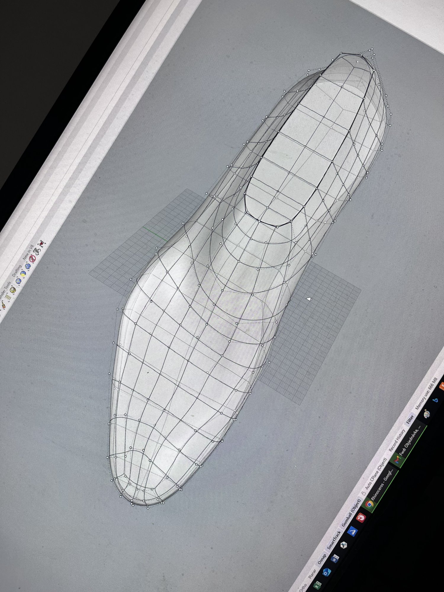 Digitální model kopyta v Rhino